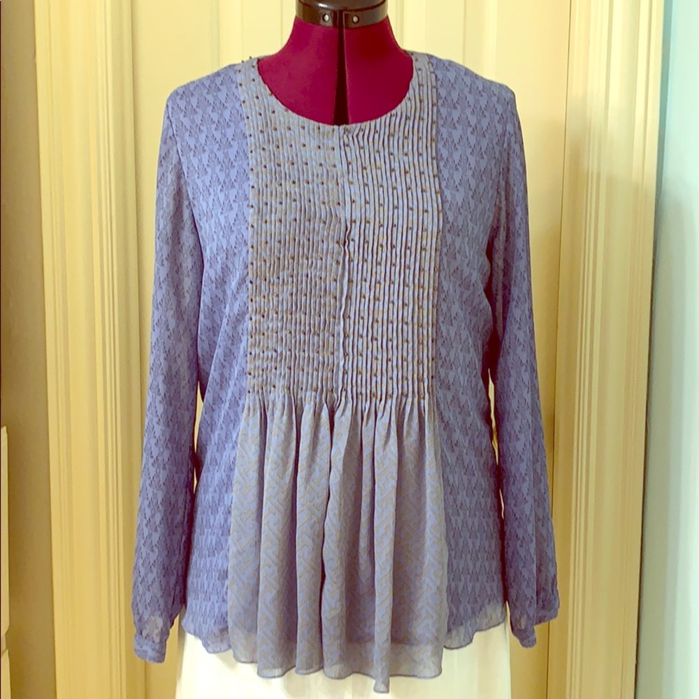 Shades of blue in a mixed print tunic